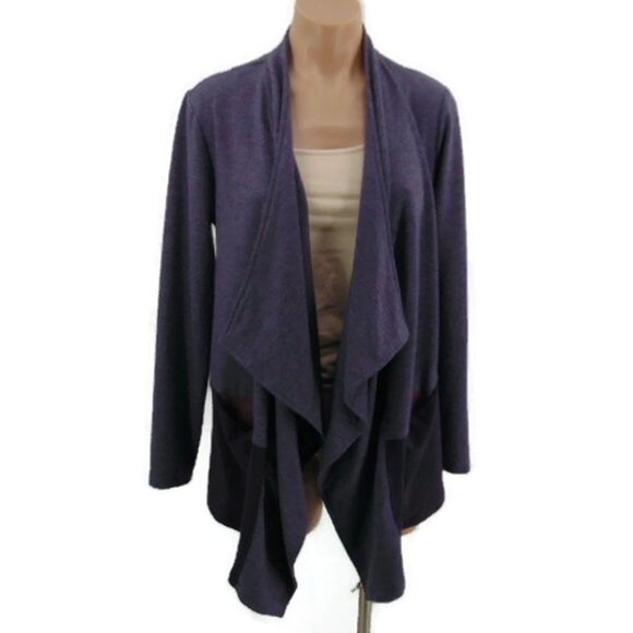 Logo Lorie Goldstein Draped Front Terry Cardigan S Color Block Oversized - Picture 1 of 14